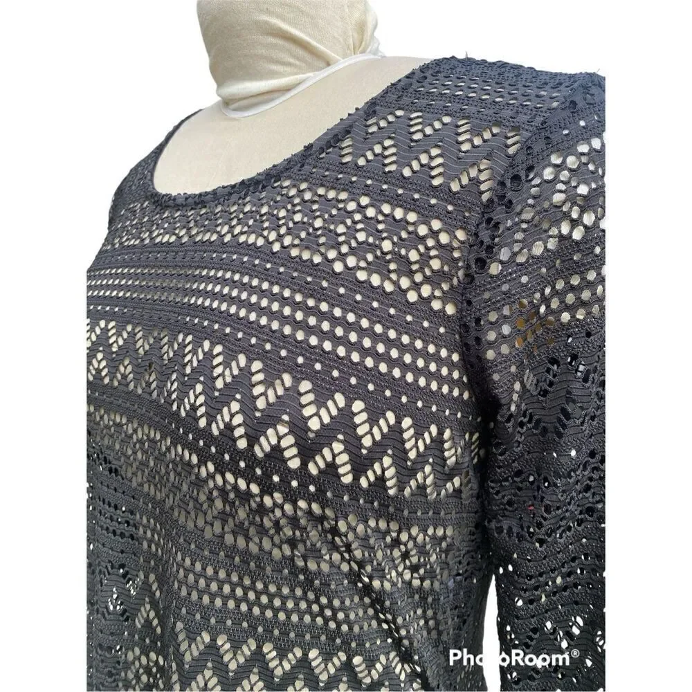 Black Lacer Swim Suite Cover-Up Sz. S by Cato Vacation Beach